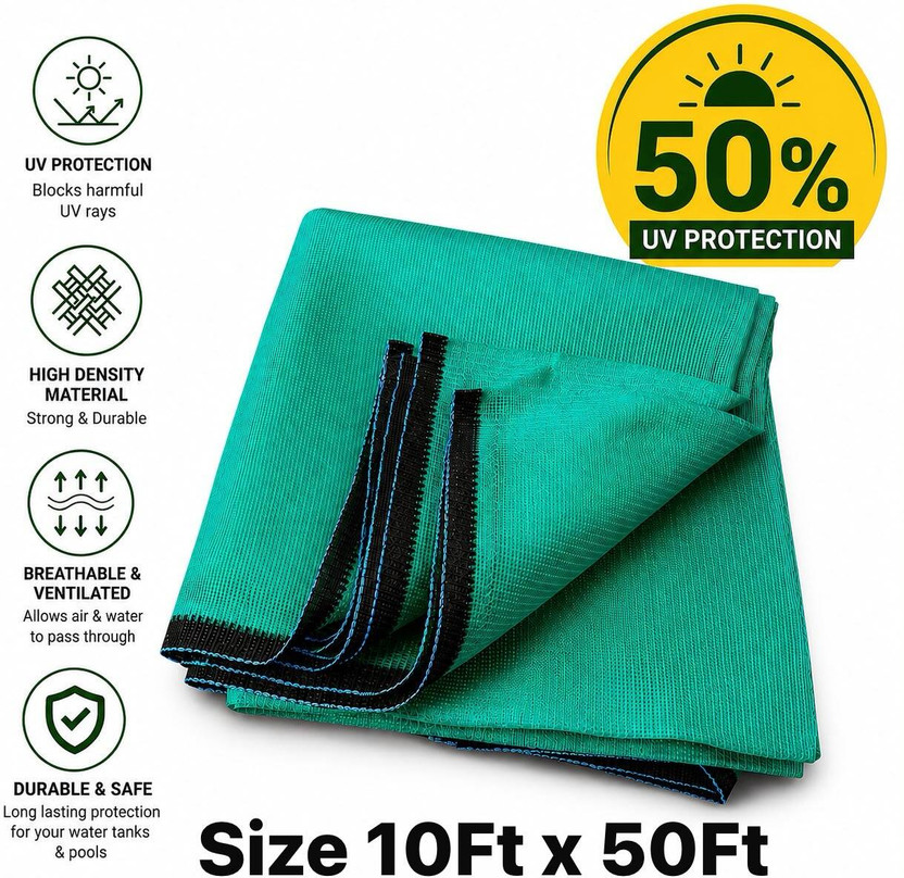 Harsh Kriti Green Shade Net(10ft x 50ft) 50% Sunblock for Garden,Balcony&Outdoor. Portable Green House(Green)