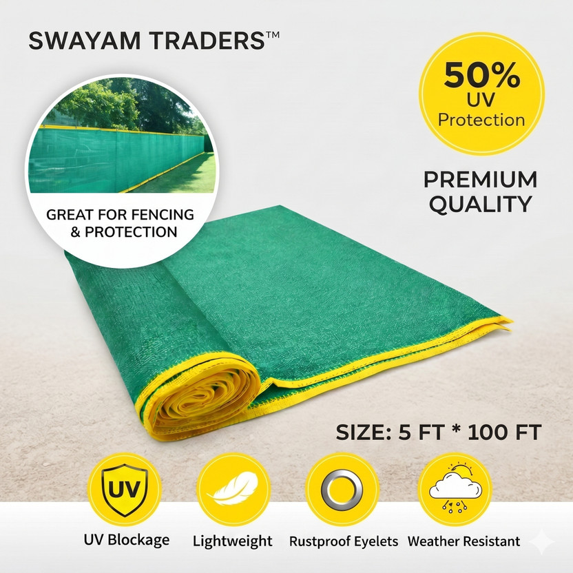 Swayam Traders 5x100ft Green Shade Net 50% UV Protection |Net for Garden, Balcony, Construction Portable Green House(Green)