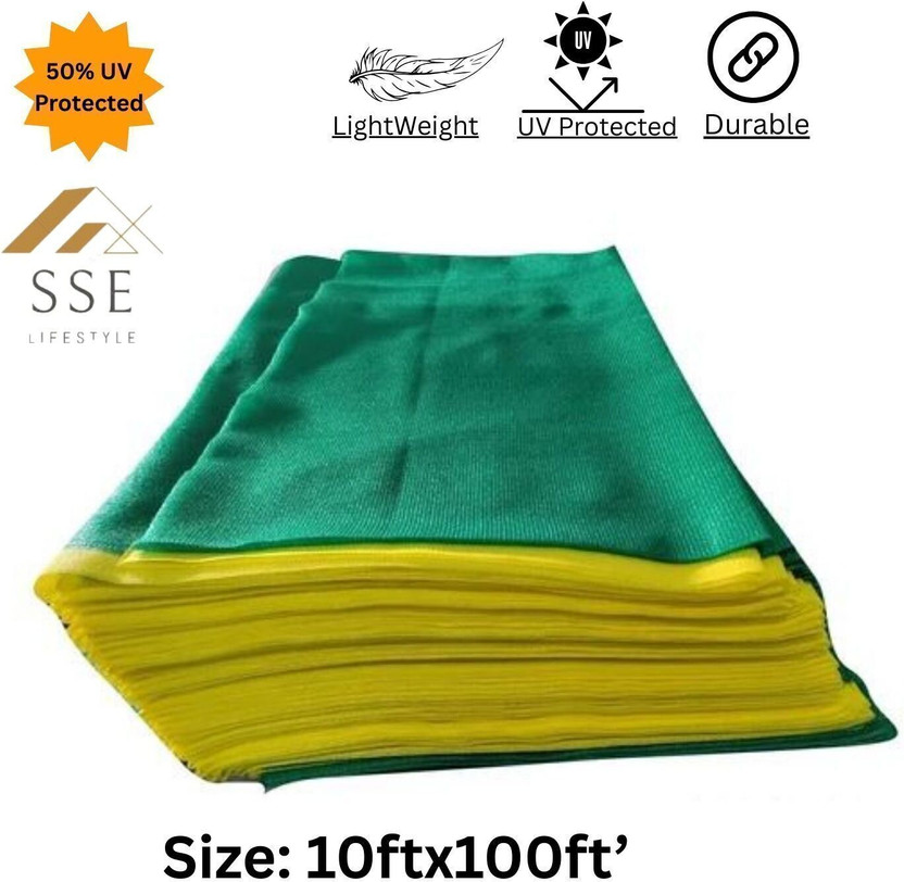 SSE (10Ft'x100Ft') -50% Green Shade Net Green Net For Balcony,Garden Net,Green Net Portable Green House(Green)