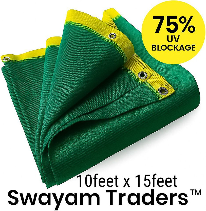 Swayam Traders Green Shade Net for Agriculture & Nursery | 10 ft*15 ft 75% Sun Protection Portable Green House(Green)