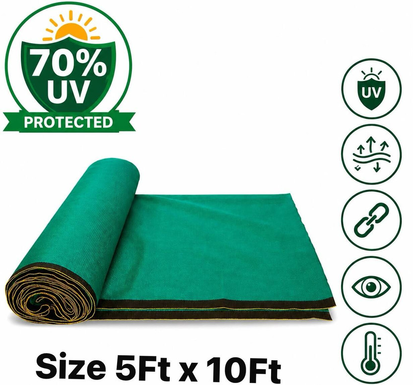 Harsh Kriti Green Shade Net(5ft x 10ft) 70% Sunblock for Garden,Balcony&Outdoor. Portable Green House(Green)