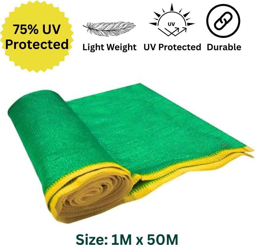Netonic Netonic 75% Green Shade Net Heavy-Duty Sun Protection for Sericulture (1 x 50) Portable Green House(Green) - Flipkart Deal