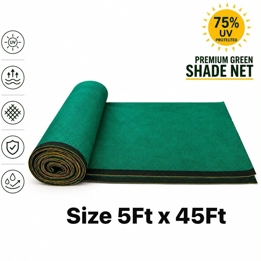 AaravGreens Green Shade Net(5ft x 50ft) 75% Sunblock for Garden,Balcony&Outdoor Portable Green House(Green)