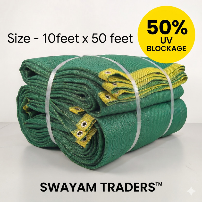 Swayam Traders (10x50 ft) Green Shade Net with 50% UV Protection for Rooftop and Balcony Garden Portable Green House(Green)
