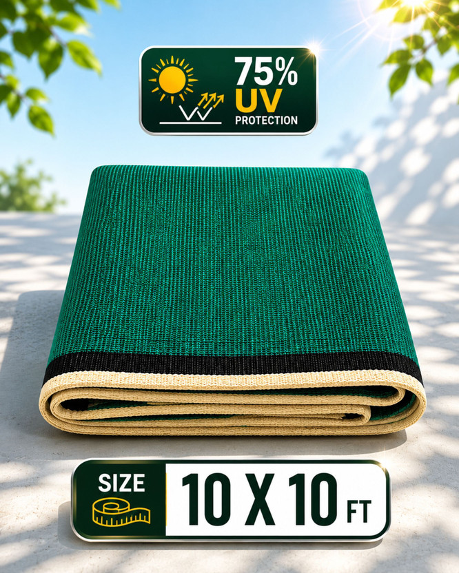 Stylo Green Shade Net 10 x 10 FT – 75% UV Protection Sun Shade for Outdoor Areas Portable Green House(Green)