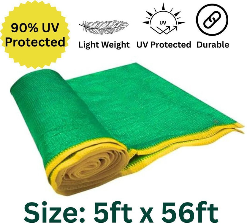 Plixl Green Shade Net, 90% UV Sun Protection Agro Netting for Greenhouse (5x56 Feet) Portable Green House(Green)