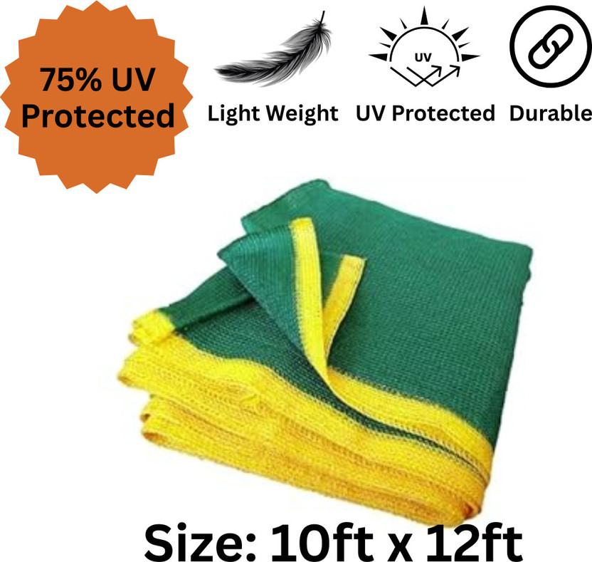 Netonic 10x12 Ft Green Shade Net | 75% UV Protection | Garden, Balcony & Outdoor Use Portable Green House(Green)