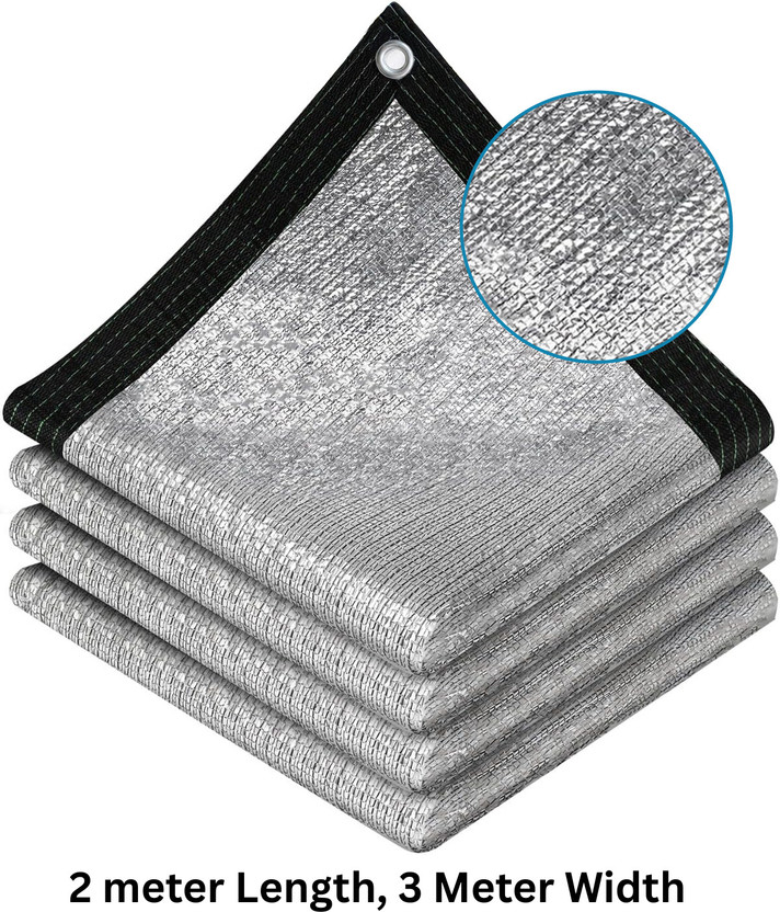 LifeKrafts Aluminium Shade Net 95% UV Protection(2Mtr x 3Mtr) Heavy Duty Outdoor Portable Green House(Silver)
