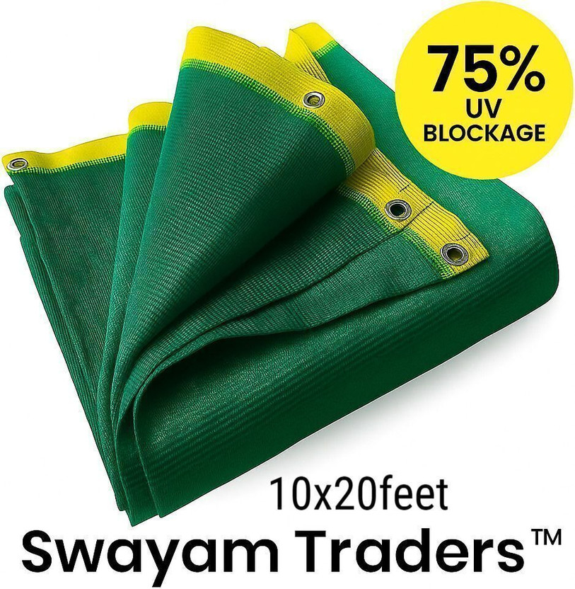 Swayam Traders Premium Green Shade Net 10x20 Ft | 75% UV Block | Perfect for Garden, Nursery Portable Green House(Green)