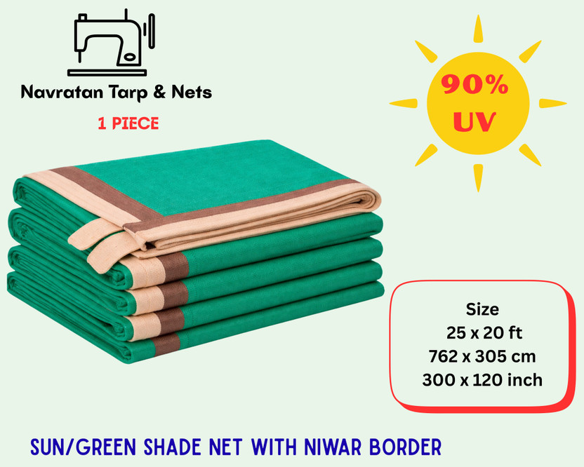 NAVRATAN Green Shade Net 90% | Factory Outdoor Shade | 25 x 20 ft Portable Green House(Green)
