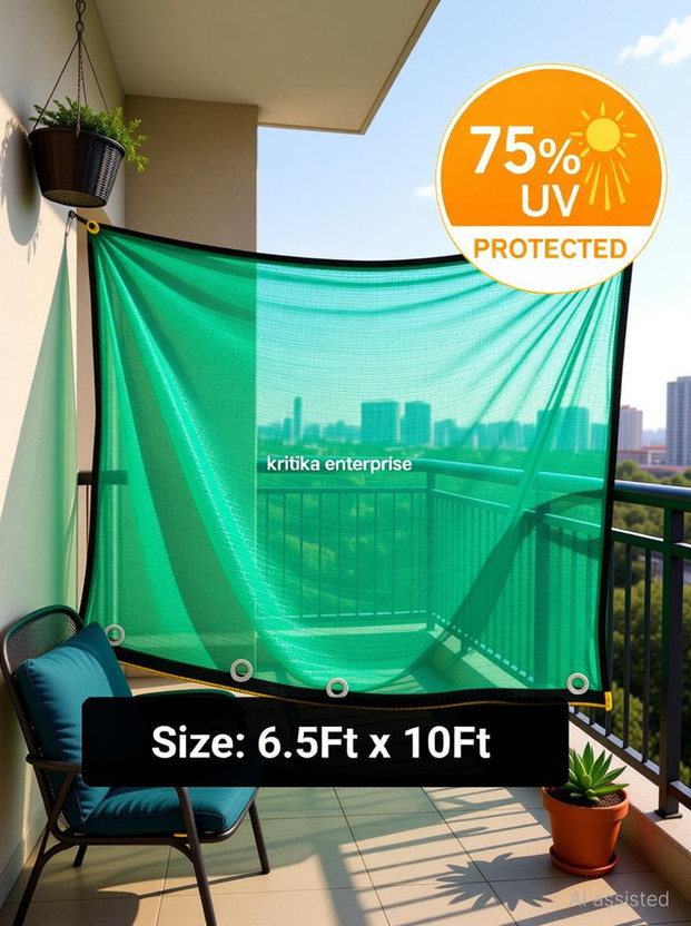 Harsh Kriti Green Shade Net(6.5Ft x 10Ft)75% UV Protection for Garden, Balcony & Outdoor Use Portable Green House(Green)
