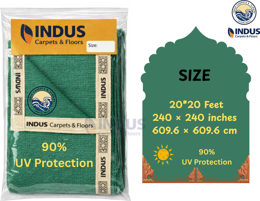 Indus GREEN SHADE NET 20*20 (UV PROTECTED, OUTDOOR SHADE, HEAVY DUTY) Portable Green House(Green)