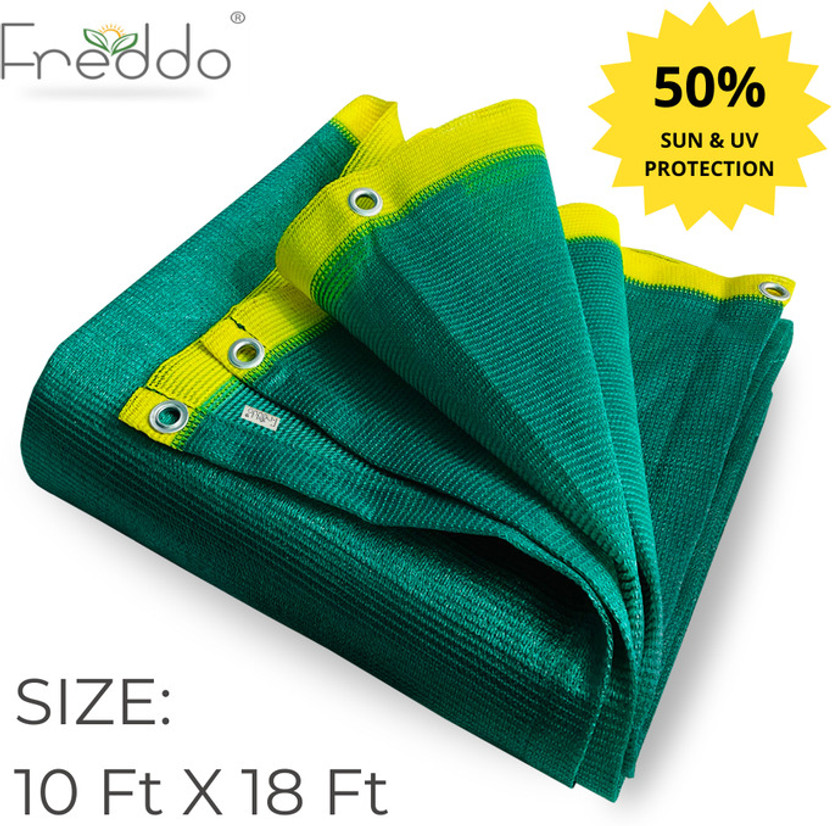 Freddo Green Shade Net 10 Ft X 18 Ft 50% Sun & UV Blockage for Gardening/Plants/Balcony Portable Green House(Green)