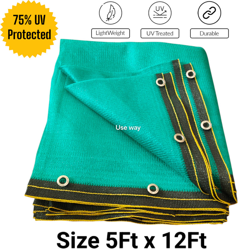 Use way Green Shade Net(5Ft x 12Ft)- 75% Sunlight Block Multipurpose For Garden/Balcony Portable Green House(Green)