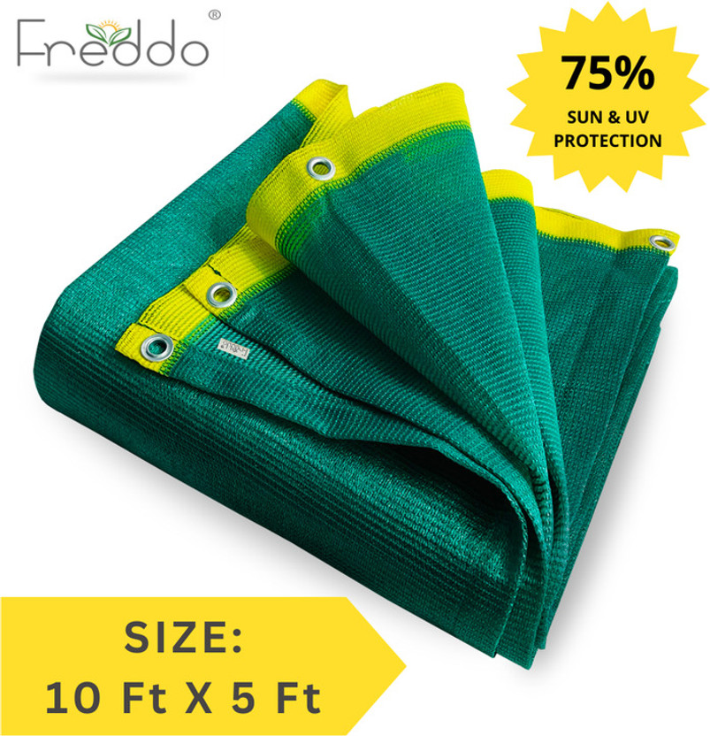 Freddo Green Shade Net 10 Ft X 5 Ft 75% Sun & UV Blockage for Gardening/Plants/Balcony Portable Green House(Green)