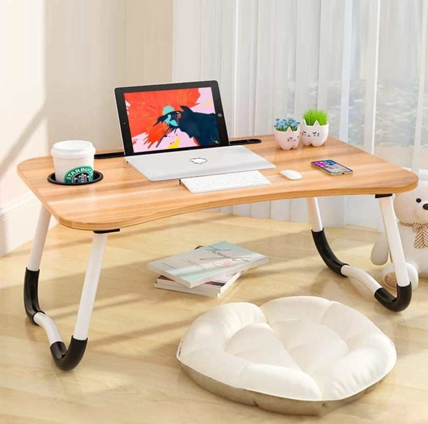 HYENTERPRISE Multi-Purpose Laptop Desk for Study and Reading (black) Wood Portable Laptop Table(Finish Color - WOOD)