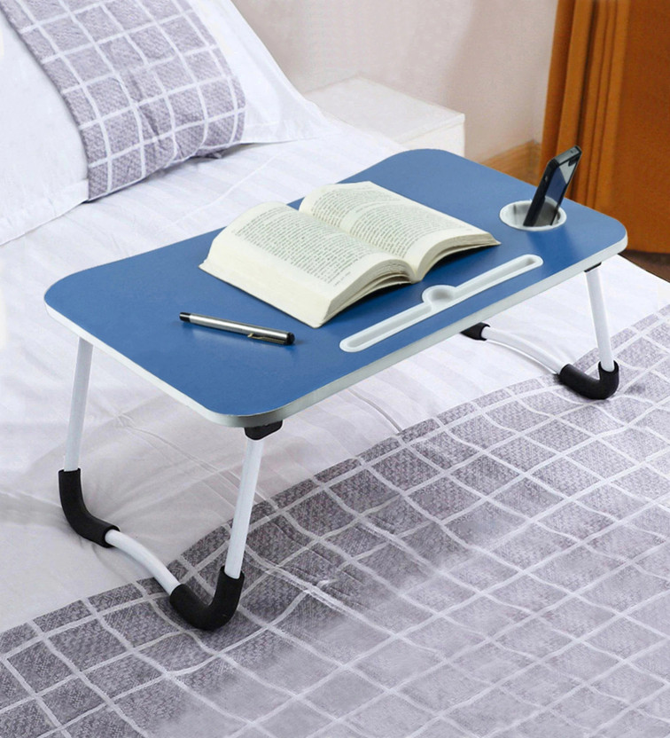 vPLANET Foldable Multipurpose Wood Portable Laptop Table(Finish Color - Blue, Pre Assembled)