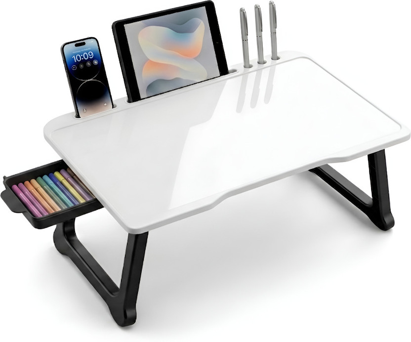 PRIVILON Foldable Multipurpose Wood Portable Laptop Table(Finish Color - White, Pre Assembled)