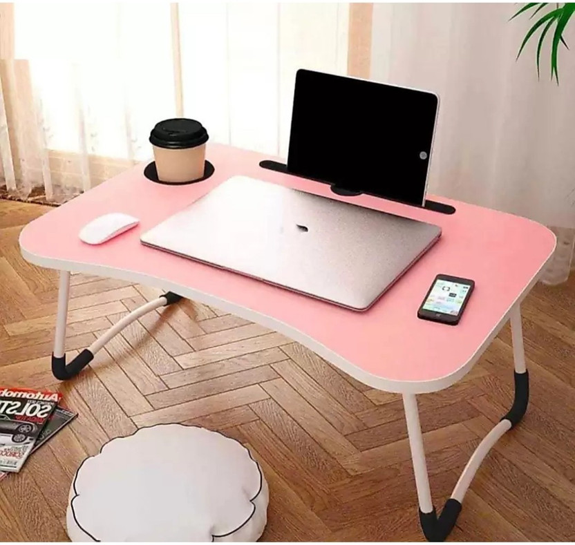 HD online shop Wood Portable Laptop Table(Finish Color - Pink, Pre Assembled)