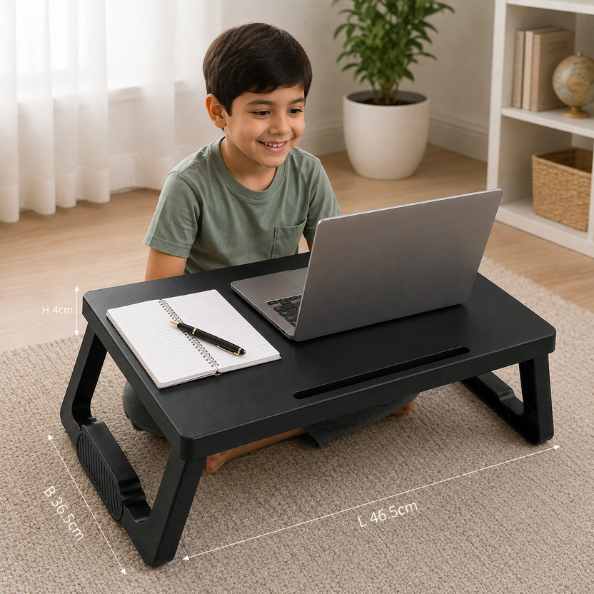 MITHILA Multipurpose Plastic Study Table for Kids, Students & Adults Plastic Portable Laptop Table(Finish Color - Black, Pre Assembled)