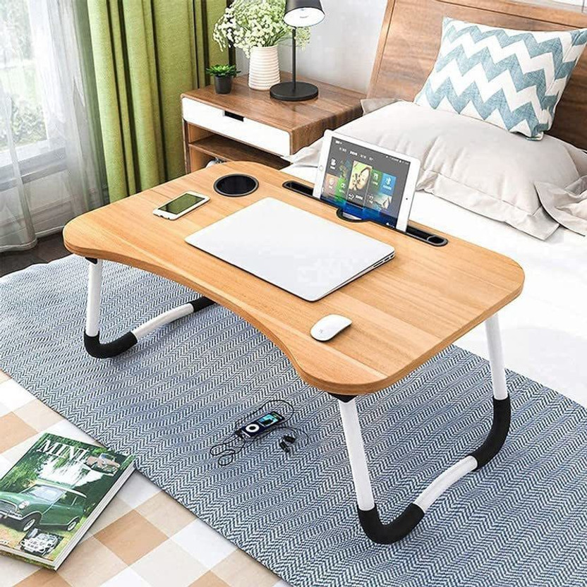 FurniGully Wood Portable Laptop Table(Finish Color - brown, Pre Assembled)