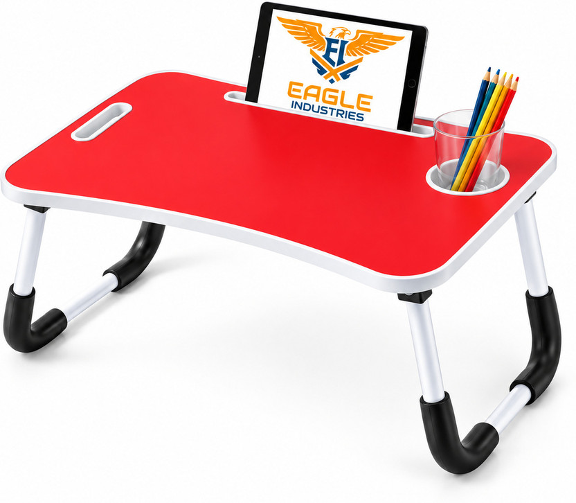 EAGLE EAGLE INDUSTRIES Foldable Study Table for Kids & Adults with Tablet Slot & Cup Holder Red Wood Portable Laptop Table(Finish Color - Vibrant Red, Pre Assembled) - Flipkart Deal