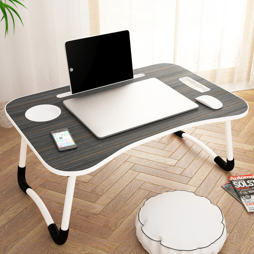 Story@home LT4002 Wood Portable Laptop Table(Finish Color - Black, Pre Assembled)