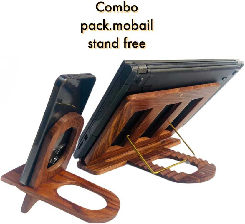 OnlineCraft ch7851 Wooden Desk Stand Laptop Stand with Adjustable Height Compatible with Universal Laptops(Brown)