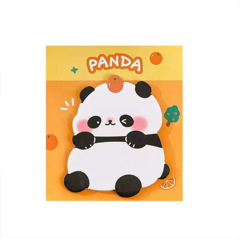 DCELLA Cute Panda Sticky Note Pads 4 Sheets Self-Stick Notes, Study, School and organizing, 4 Colors(Set Of 4, White)