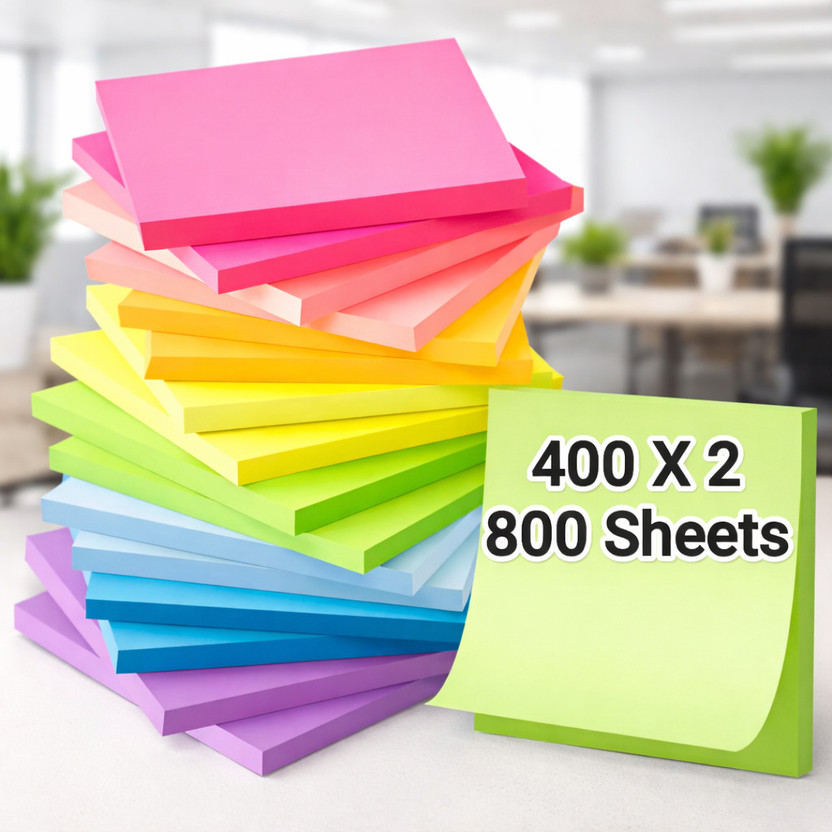 ARRUM Sticky Notes 800 Sheets Self Sticking Note, 10 Colors(Set Of 800, Multicolor)