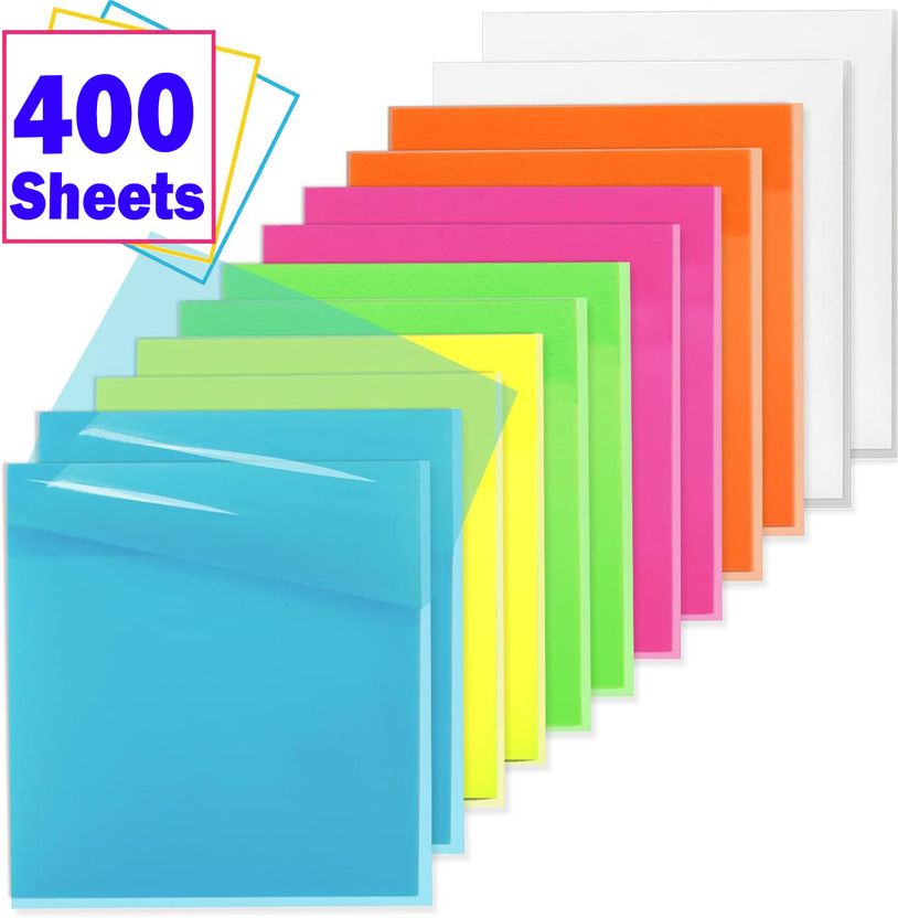 OFIXO Multicolor 400 Sheets Transparent Self Stick Note, 4 Colors(Multicolor)