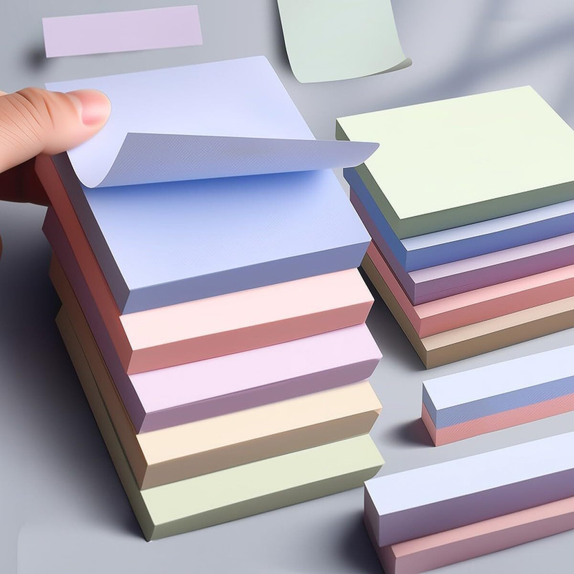 AKIKOAOKI Sticky Notes Sheets Pack of 4(Heart,Teddy, Apple,Cube,Butterfly, Strawberry) 100 Sheets Self-Adhesive Sticky Notes, 4 Colors(Set Of 3, Multicolor)