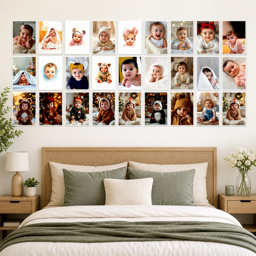 Baby Posters Pack of 32 (A3 12x16 Inch) HD Nursery Room Decor New Parent Gift Paper Print(6 inch X 8 inch)