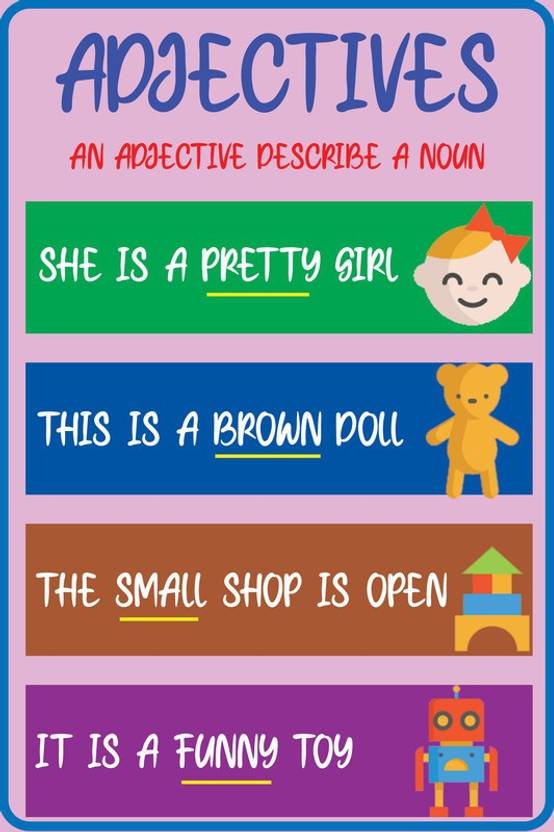 Early Learning Sticker On "Adjectives"Decorative Wall Sticker PosterKids Education Sticker