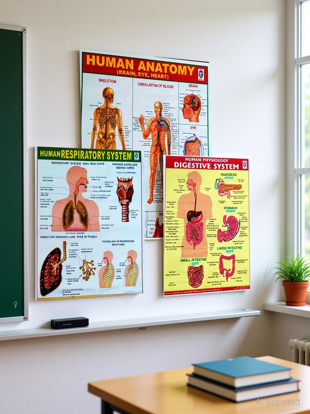 "Ultimate Human Body Educational Chart Set: Detailed Views of the Digestive System, Anatomy, and Respiratory System" Photographic Paper(22 inch X 18 inch, rolled)