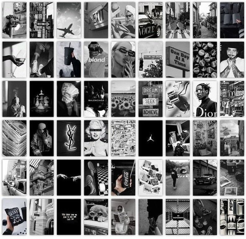 Black and White Wall Collage Kit – 54-Pack Aesthetic Monochrome Posters for Bedroom, Dorm & Home Decor – Photo Collection Art Prints Fine Art Print(6 inch X 4 inch)
