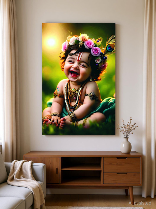 Flipkart [ Baby Krishna Ji ] Photo Poster for Pregnant Women | 300 GSM Premium Glossy Paper Full HD Wall Poster for Room, Pooja Room & Mandir Décor | Pack of 1 Paper Print(18 inch X 12 inch, Paper Core Pipe) - Flipkart Deal