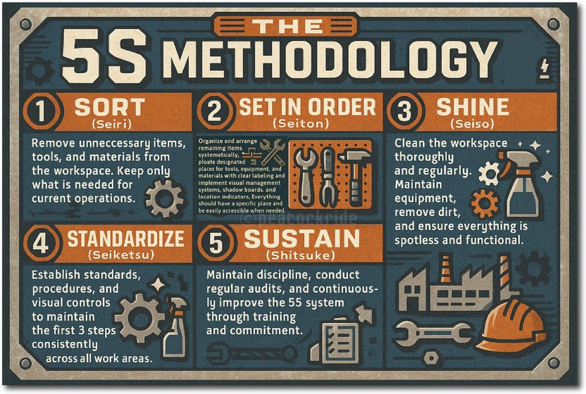 5S Methodology Lean Workplace I Industrial I Factory Wall Poster A3 Fine Art Print(17 inch X 11 inch, Rolled)