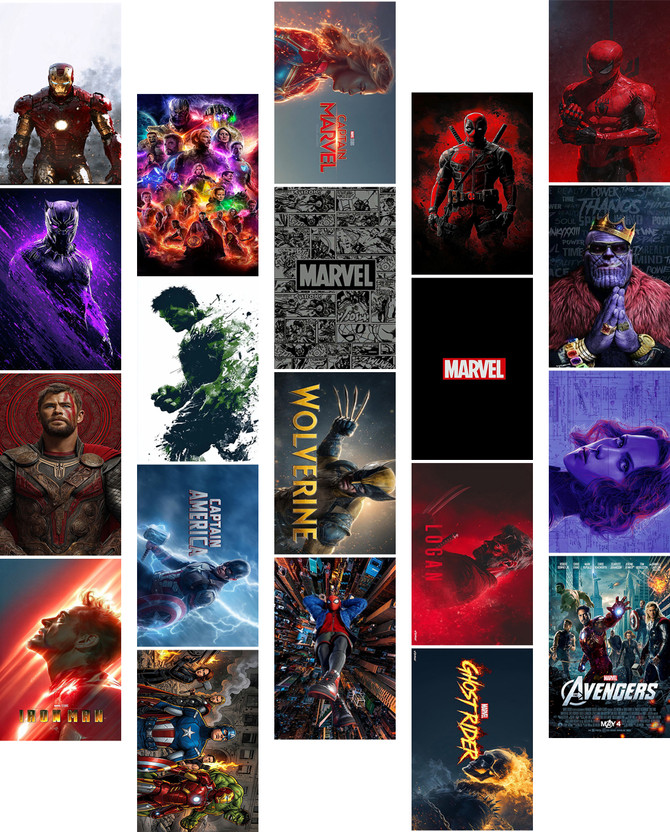 Marvel Superhero Poster Set of 20 (4x6 Inch) | Action & Aesthetic Wall Art Prints | Hero Room Decor for Bedroom, Desk & Gallery Wall Paper Print(5 inch X 4 inch)