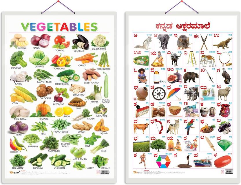 Set of 2 Vegetables and Kannada Alphabet Early Learning Educational
