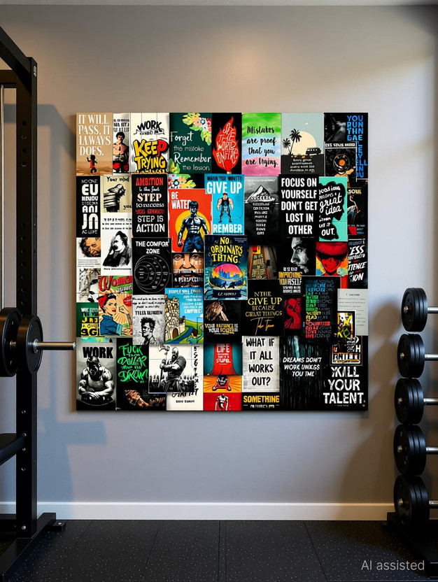 Set of 54 Motivational Inspirational Wall Collage Kit Posters - 4x6 Inches, 300 GSM Matte Finish, Double-Side Tape, Cardstock Included - Perfect for Office, Gym, Study Room Decoration Fine Art Print(6 inch X 4 inch, Rolled)