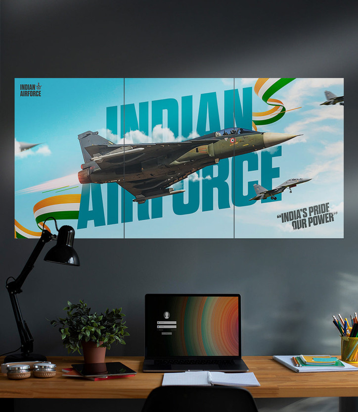 Indian Indian Air Force India's Pride Fighter Jet Wall Poster | IAF Fighter Aircraft Poster | Indian Air Force Wall Art | Military Aviation Poster | Patriotic Room Decor for Bedroom, Office & Study Room 3D Poster(12 inch X 9 inch, A4, Split posters, Split Wall Poster, wall poster, Posters for wall) - Flipkart Deal