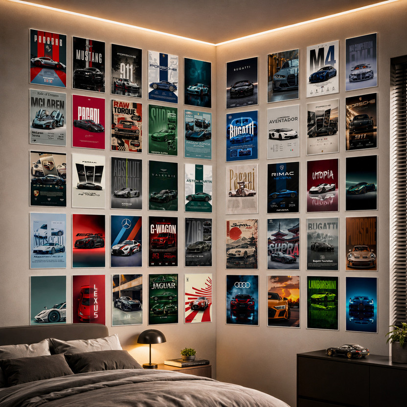 Car Car Poster Pack of 45 | 6 x 4 Inch Premium Mini Sports Car Posters | 300 GSM Matte Paper Prints | Aesthetic Wall Decor for Bedroom, Gaming Setup, Hostel & Office Paper Print(6 inch X 4 inch, 45 Posters) - Flipkart Deal