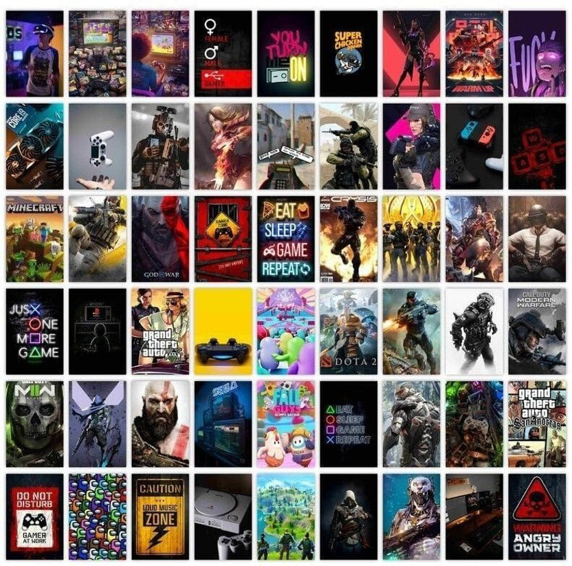 Gaming Wall Collage Kit – 54-Pack Aesthetic Gamer Posters for Bedroom & Dorm Décor – Trendy Video Game Art Prints for Boys, Teens & Gaming Enthusiasts Fine Art Print(6 inch X 4 inch)
