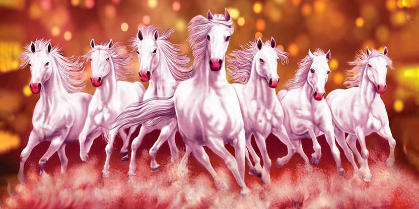 lucky seven horses running at sunrise ll 7 horse vastu poster in vinyl ...