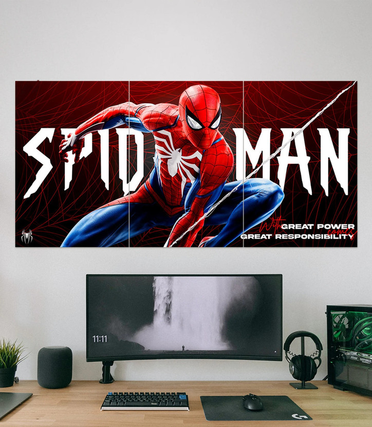 Spider-Man Game Wall Poster Set | Marvel Spider-Man Gaming Poster | Superhero Video Game Wall Art | Gamer Room Decor | Gaming Room, Bedroom, Office & Home Decoration 3D Poster(12 inch X 9 inch, A4, Split posters, Split Wall Poster, wall poster, Posters for wall)