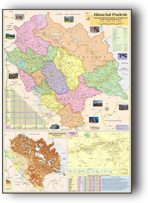 Himachal Pradesh Map in English Size : 40"x28" inch. Ideal Map For Aspirant of UPSC, PCS, SSC Other Exams. Paper Print(40 inch X 28 inch, Foldable)