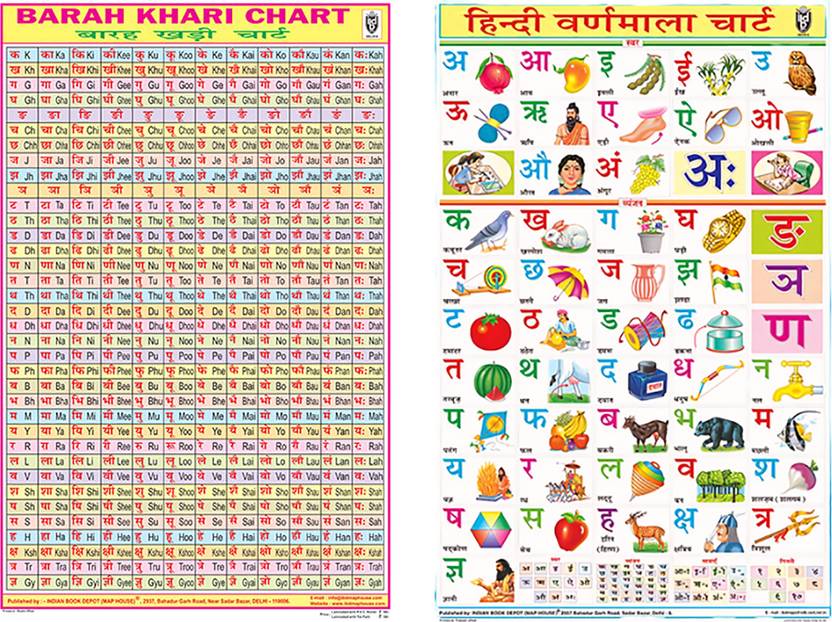 Hindi Barah Khari And Varnmala Chart Without Pvc Rollers Study