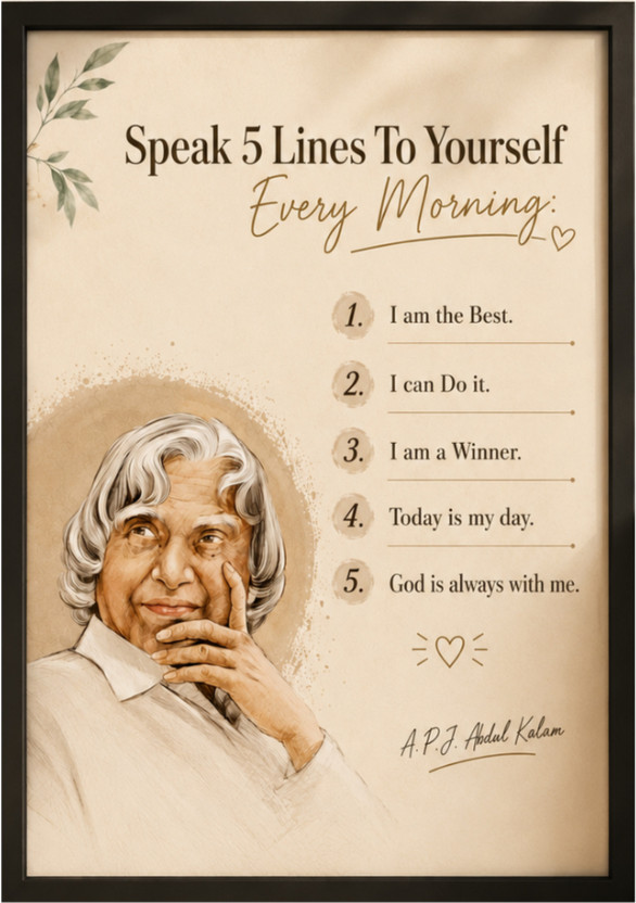 APJ Abdul Kalam Motivational Wall Frame | Inspirational Quote Painting With Frame | HD Quality Wall Painting for Home & Office Decor | Motivational Photo Frame 14x10 Inch Fine Art Print(34 inch X 24 inch, box)