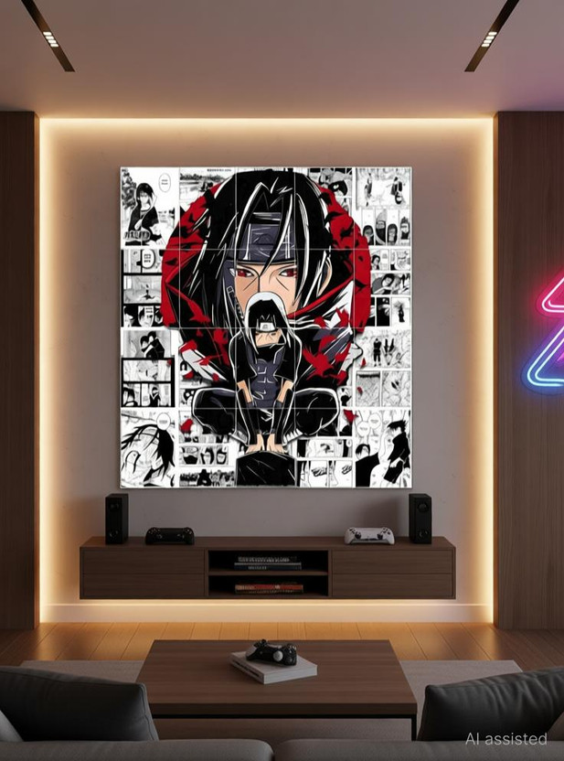 Set of 12 Manga Style A3 Panels for Wall Art (119 cm X 105 cm) Hd Quality - Illustration for Anime Fans - Multicolor (Itachi Manga Panel) Paper Print(18 inch X 12 inch)